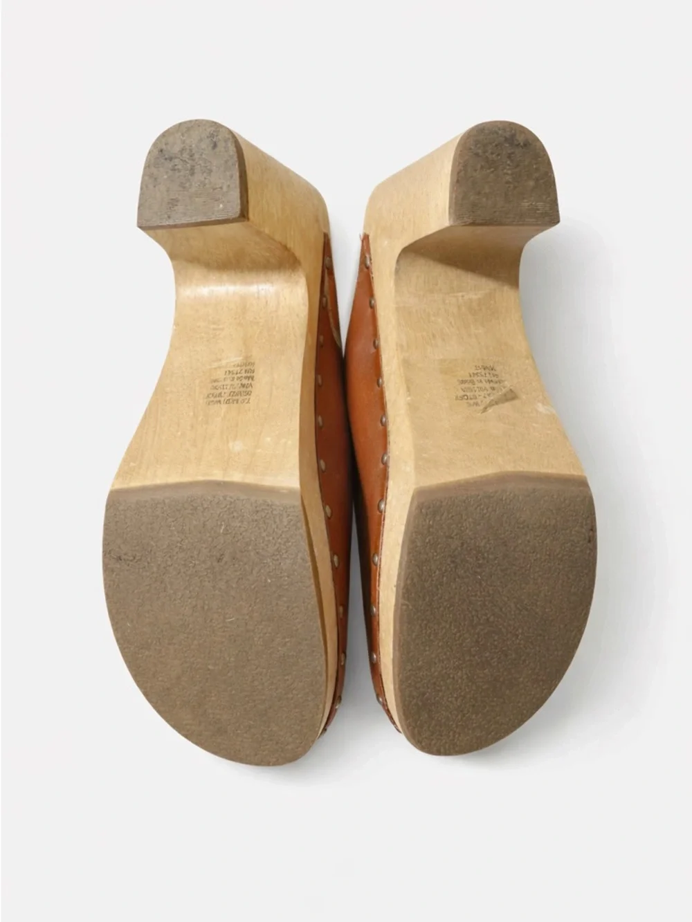 L.L.Bean Leather Clogs Brown Wooden Heel Mule Shoes Women’s Size 7 NWO Box - Picture 3 of 4